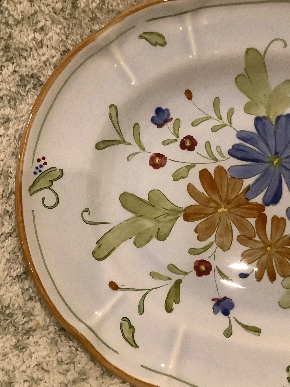 Metlox Hand-Painted Floral Ceramic Serving Platter NWT 13.5x10” Los Angeles CA